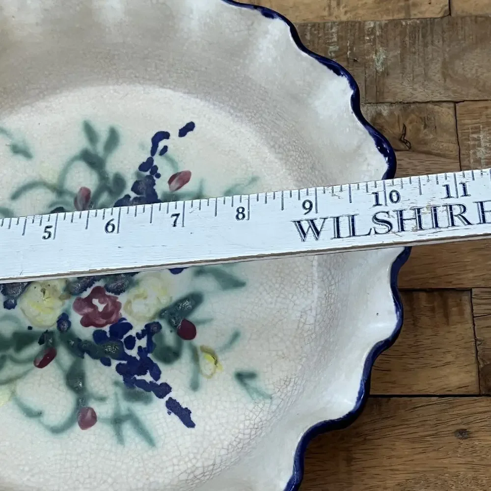 Vintage Clouds Folsom Pottery Deep Dish Pie Plate 10